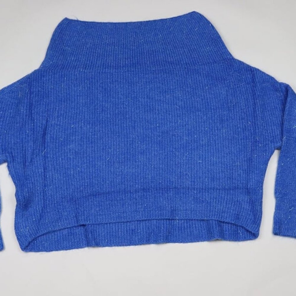 Blue Boat Neck Chunky Sweater - Picture 4 of 7
